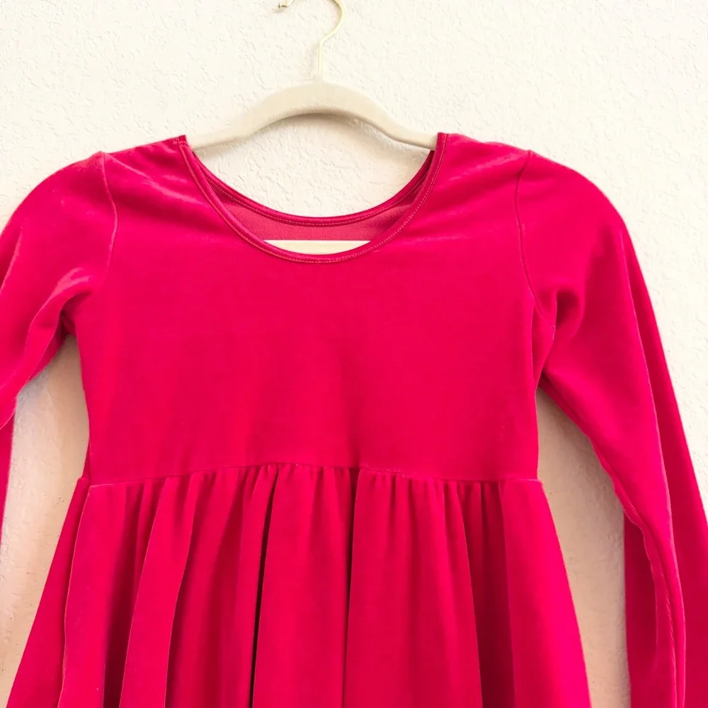 Hanna Andersson Girls Pink Velour Long Sleeve Pocket Dress Size 130 US 8